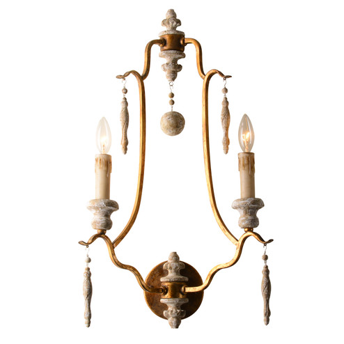 Arietta Two Light Wall Sconce in Antique Gold (374|W5114-2GD)
