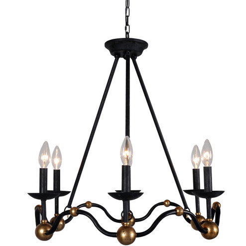 Rosina Six Light Chandelier in Antique Black/Gold (374|H6122-6BG)