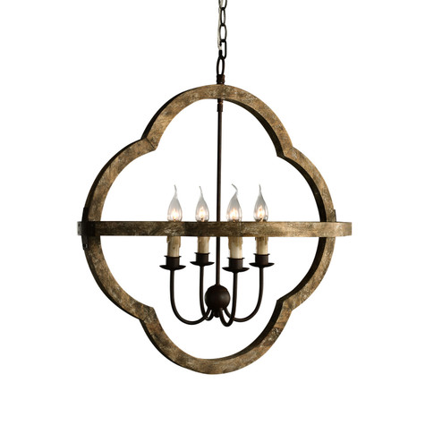 Bolonia Four Light Chandelier in Aged Natural Wood (374|H5117-4)