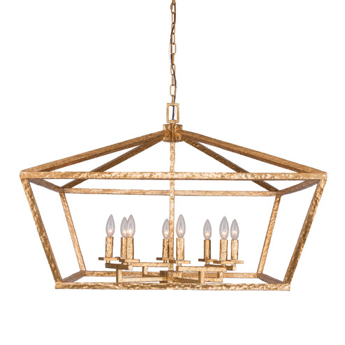 Corina Eight Light Chandelier in Hammered Iron With Brushed Gold (374|H21130-8GD)