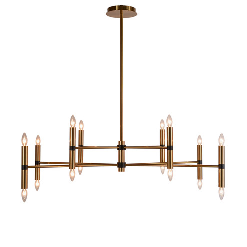 Gerace 16 Light Chandelier in Matte Black & Warm Brass (508|KCH0130-16)