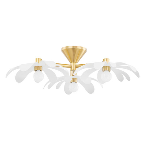 Twiggy Three Light Semi Flush Mount in Aged Brass/Textured White (428|H698603-AGB/TWH)