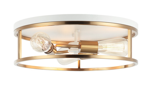 Clarke Three Light Flush Mount in White / Aged Gold Brass (423|M15503WHAG)