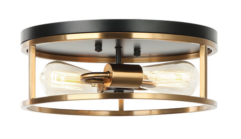 Clarke Two Light Flush Mount in Black & Aged Gold Brass (423|M15502BKAG)