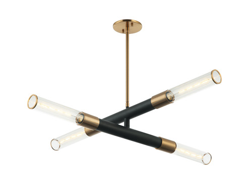 Tubo Four Light Pendant in Matte Black / Aged Gold Brass (423|C61204MBAG)