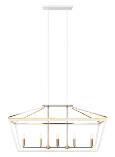 Mavonshire Five Light Chandelier in White / Aged Gold Brass (423|C67005WHAG)