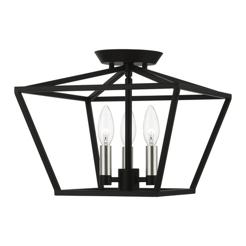 Devone Three Light Semi-Flush Mount in Black w/Brushed Nickel (107|49430-04)