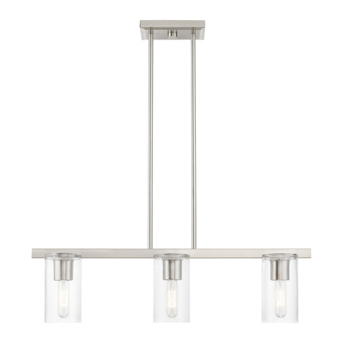 Clarion Three Light Linear Chandelier in Brushed Nickel (107|49273-91)