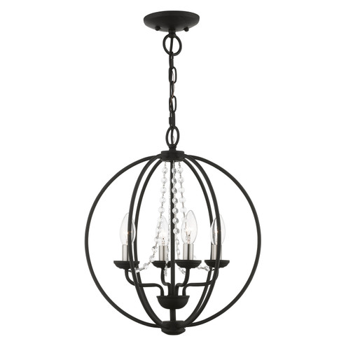 Arabella Four Light Convertible Chandelier/ Semi-Flush in Black w/Brushed Nickel Finish Candles (107|40914-04)