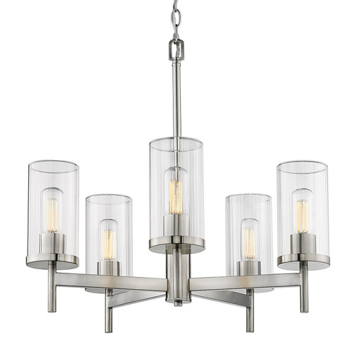 Winslett PW Five Light Chandelier in Pewter (62|7011-5 PW-CLR)