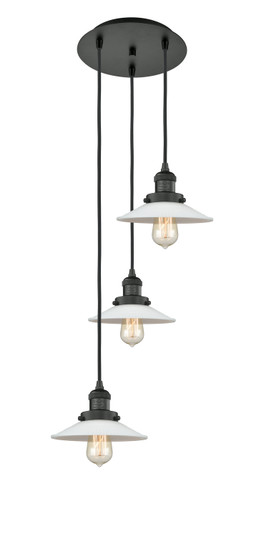 Franklin Restoration Three Light Pendant in Matte Black (405|113F-3P-BK-G1)