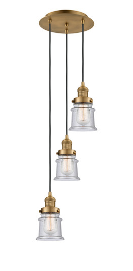 Franklin Restoration Three Light Pendant in Brushed Brass (405|113F-3P-BB-G184S)