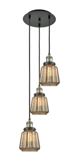 Franklin Restoration Three Light Pendant in Black Antique Brass (405|113F-3P-BAB-G146)