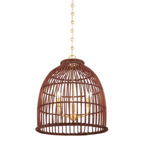 Jordan Three Light Pendant in Aged Brass (70|BKO701-AGB)