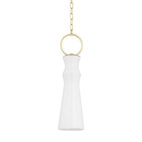 Borden One Light Pendant in Aged Brass/Ceramic Gloss White (70|2270-AGB/CGW)