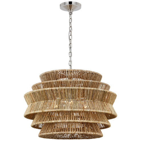 Antigua LED Chandelier in Polished Nickel and Natural Abaca (268|CHC 5016PN/NAB)