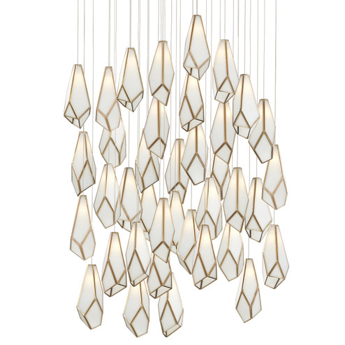 Glace 36 Light Pendant in White/Antique Brass/Silver (142|9000-1039)