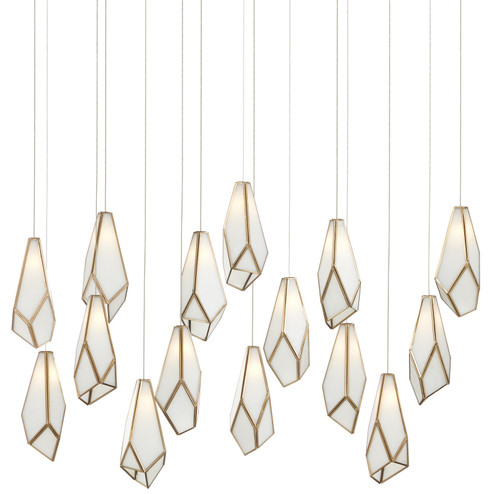 Glace 15 Light Pendant in White/Antique Brass/Silver (142|9000-1037)