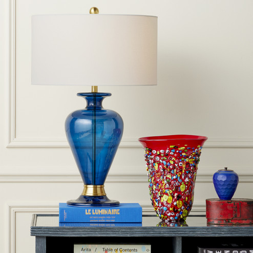 Aladdin One Light Table Lamp in Clear Blue/Antique Brass (142|6000-0839)