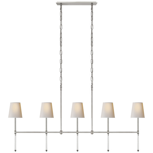 Camille Five Light Linear Chandelier in Polished Nickel (268|SK 5055PN-L) Camille Five Light Linear Chandelier in Polished Nickel (268|SK 5055PN-L)