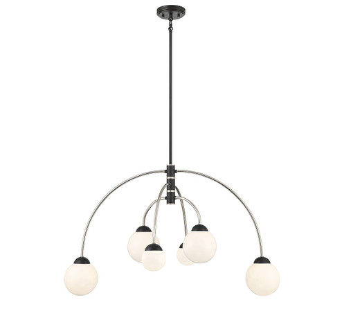 Six Light Chandelier in Matte Black with Polished Nickel (446|M100114MBKPN)