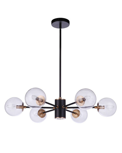 Bellini Six Light Pendant in Black and Aged Brass (90|120624)