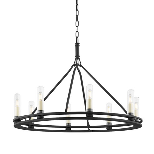 Sutton Eight Light Outdoor Chandelier in Textured Black (67|F6233-TBK)