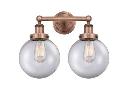 Edison Two Light Bath Vanity in Antique Copper (405|616-2W-AC-G202-8)