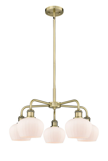 Downtown Urban Five Light Chandelier in Antique Brass (405|516-5CR-AB-G91)