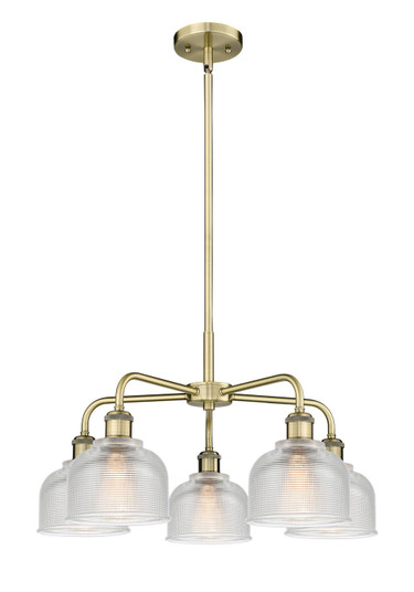 Downtown Urban Five Light Chandelier in Antique Brass (405|516-5CR-AB-G412)