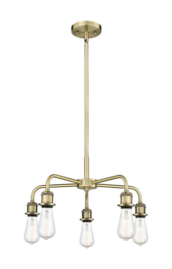 Downtown Urban Five Light Chandelier in Antique Brass (405|516-5CR-AB)