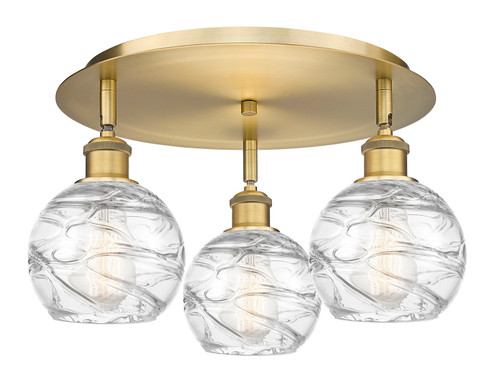 Downtown Urban Three Light Flush Mount in Brushed Brass (405|516-3C-BB-G1213-6)