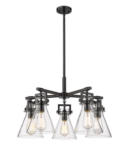 Downtown Urban Five Light Chandelier in Matte Black (405|411-5CR-BK-G411-7CL)