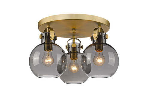 Downtown Urban Three Light Flush Mount in Brushed Brass (405|410-3F-BB-G410-7SM)