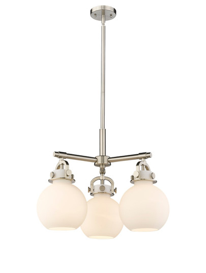 Downtown Urban Three Light Pendant in Satin Nickel (405|410-3CR-SN-G410-7WH)