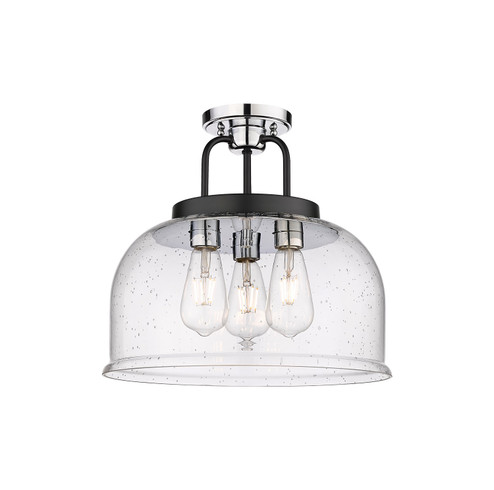 Downtown Urban Three Light Flush Mount in Black Polished Chrome (405|239-3C-BPC-G239-15SDY)