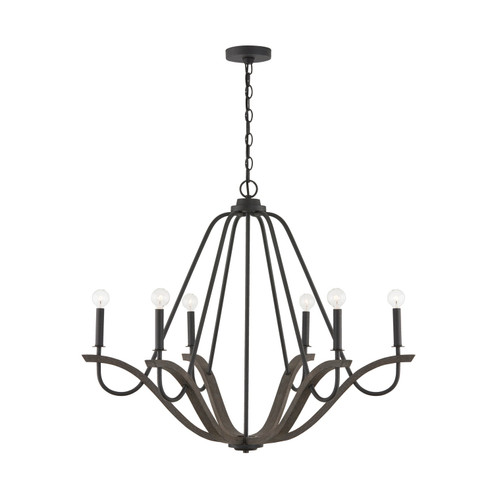 Clive Six Light Chandelier in Carbon Grey and Black Iron (65|447661CK)