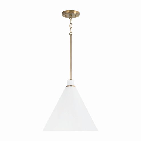 Bradley One Light Pendant in Aged Brass and White (65|350112AW)