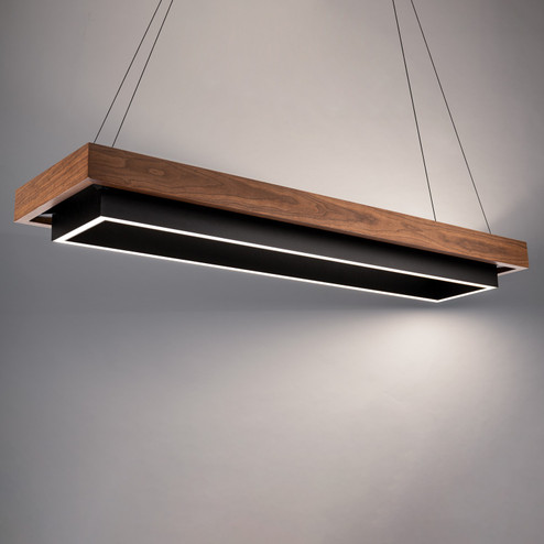 Hustler LED Linear Pendant in Black/Dark Walnut (281|PD-70354-BK/DW)