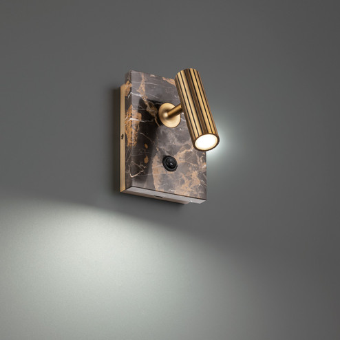 Nexus LED Task & Reading Bed Light in Black & Aged Brass (281|BL-54307-BK/AB)
