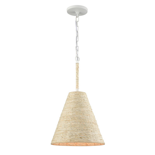 Abaca One Light Pendant in Textured White (45|32455/1)