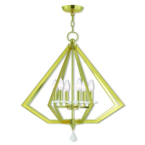 Diamond Six Light Chandelier in Polished Brass (107|50666-02)