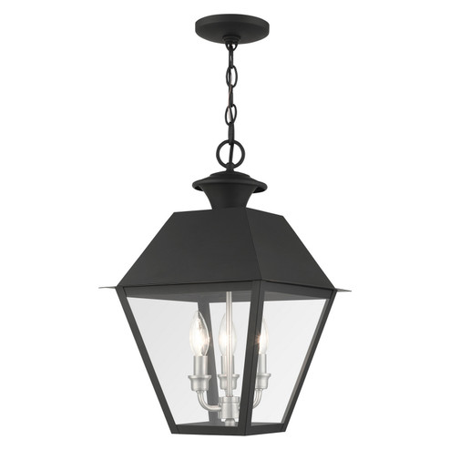 Wentworth Three Light Outdoor Pendant in Black w/ Brushed Nickel Cluster (107|27220-04)