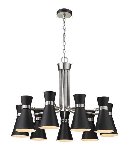 Soriano Nine Light Chandelier in Matte Black + Brushed Nickel (224|728-9MB-BN)