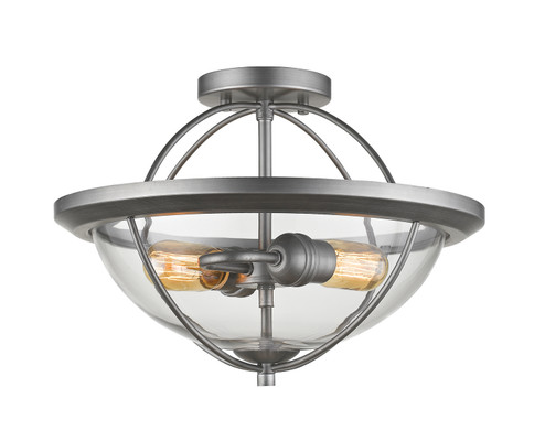 Persis Two Light Semi Flush Mount in Old Silver (224|3000SF-OS)