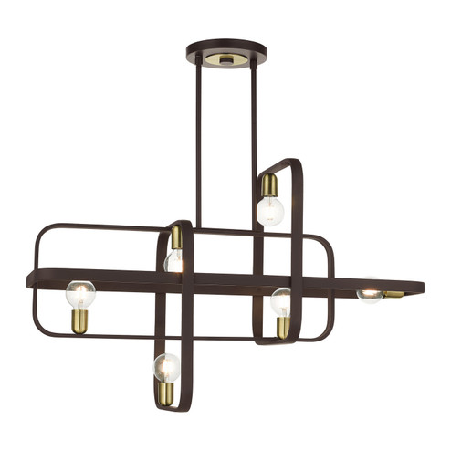 Bergamo Six Light Linear Chandelier in Bronze w/ Antique Brasss (107|49748-07)