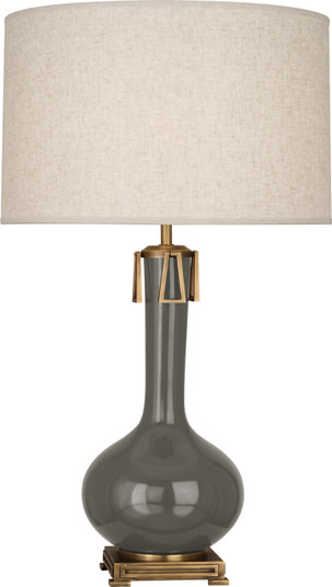 Athena One Light Table Lamp in Ash Glazed Ceramic w/Aged Brass (165|CR992)