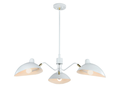 Droid Three Light Pendant in White & Brushed Gold (423|CX57903WH)