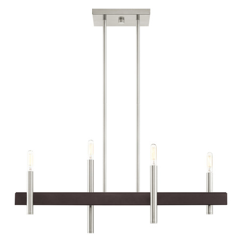 Denmark Four Light Chandelier in Brushed Nickel w/ Bronzes (107|49334-91)