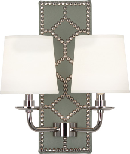 Williamsburg Lightfoot Two Light Wall Sconce in Carter Gray Leather w/Nailhead and Polished Nickel (165|S1034)